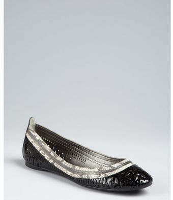  Black Laser Cut Patent Leather Andromeda Flats 