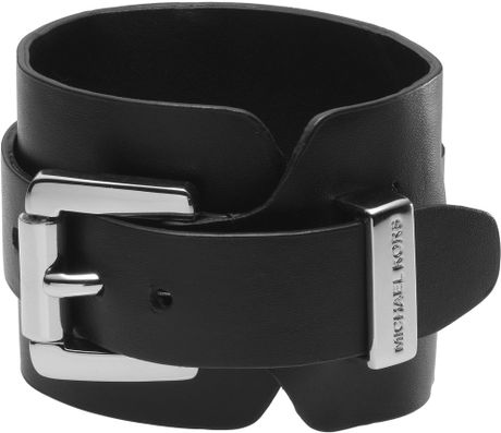 Michael Kors Leather Cuff  in Black (null) - Lyst