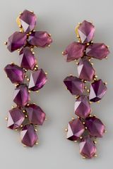 Oscar de la Renta Clustered Crystal Drop Earrings 