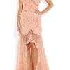 Alexander Mcqueen Ruffled Bead Embellished Chiffon and Lace Gown in Pink - Lyst