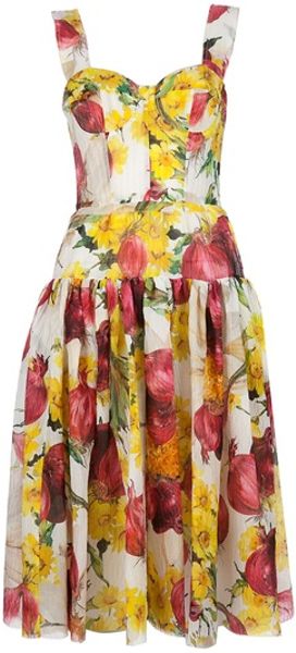 Dolce & Gabbana Bustier Dress in Yellow (white) - Lyst