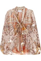 Emilio Pucci Metallic Printed Silk and Lurex Blouse