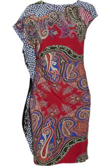Etro Ruched Printed Crepe Dress - Lyst