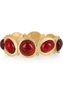 Kenneth Jay Lane 22karat Gold-Plated Crystal Bangle - Lyst