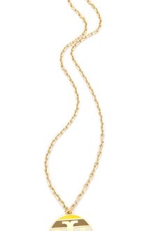 Tory Burch Striped Logo Pendant Necklace - Lyst