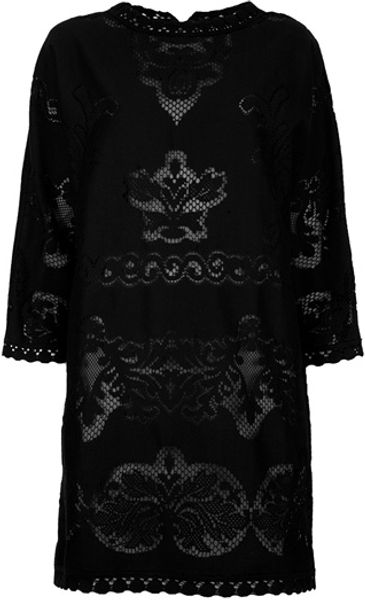 Valentino Lace Patterned Shift Dress in Black - Lyst