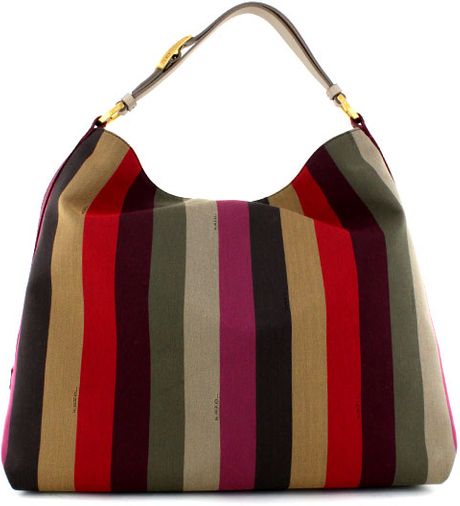 Fendi Pequin Striped Hobo in Multicolor - Lyst