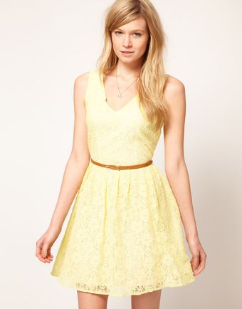 Oasis Oasis Lace Skater Dress with Vneck - Lyst
