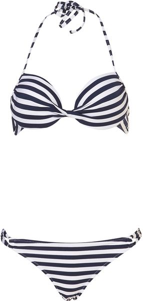 Topshop Plunge Stripe Bikini - Lyst