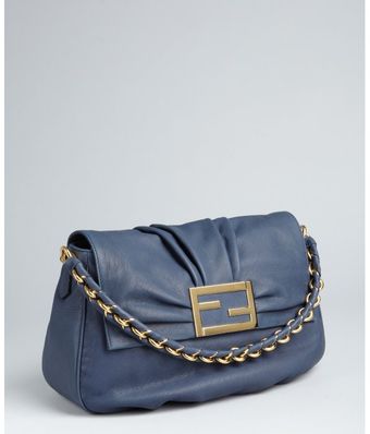  Blue Leather Chain Shoulder Bag 