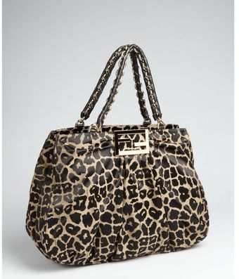  Taupe and Black Coated Canvas Mia Chain Handle Bag 