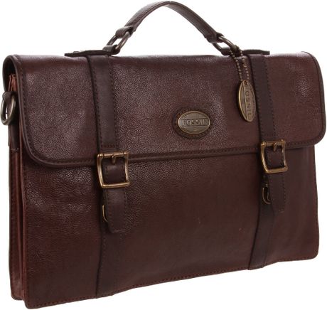 fossil mens leather briefcase