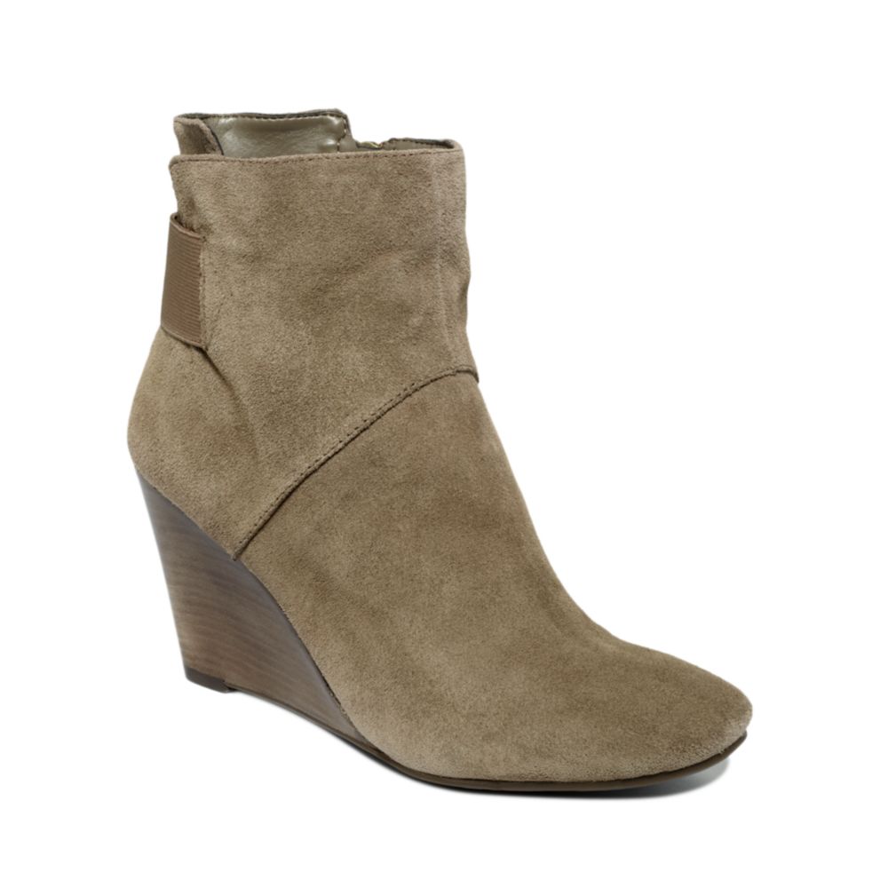 green wedge booties