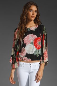 Alice + Olivia Lady Pleated Sleeve Blouson Top - Lyst