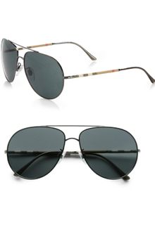Burberry Metal Aviator Sunglasses - Lyst
