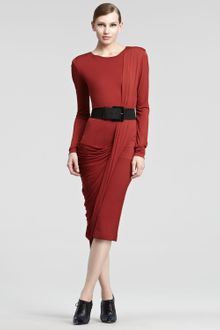 Donna Karan New York Luster Jersey Long Sleeve Dress - Lyst