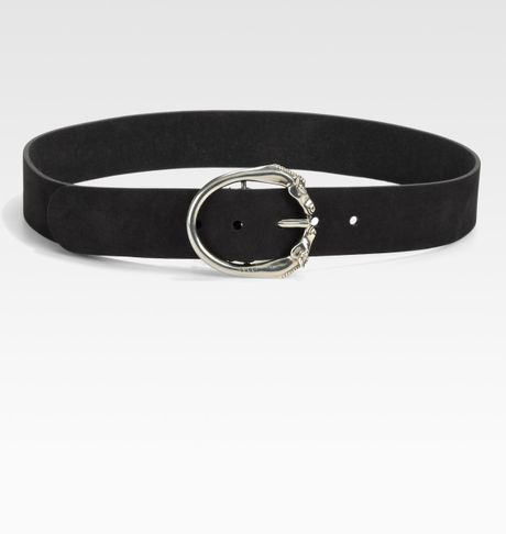 Gucci Horsehead Buckle Leather Belt in Black - Lyst