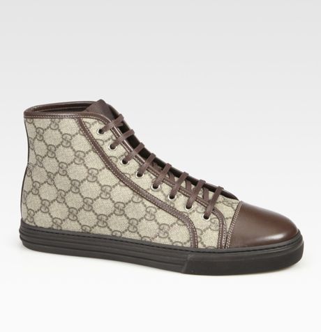 Gucci California Hightop Laceup Sneakers in Brown for Men (cocoa) - Lyst