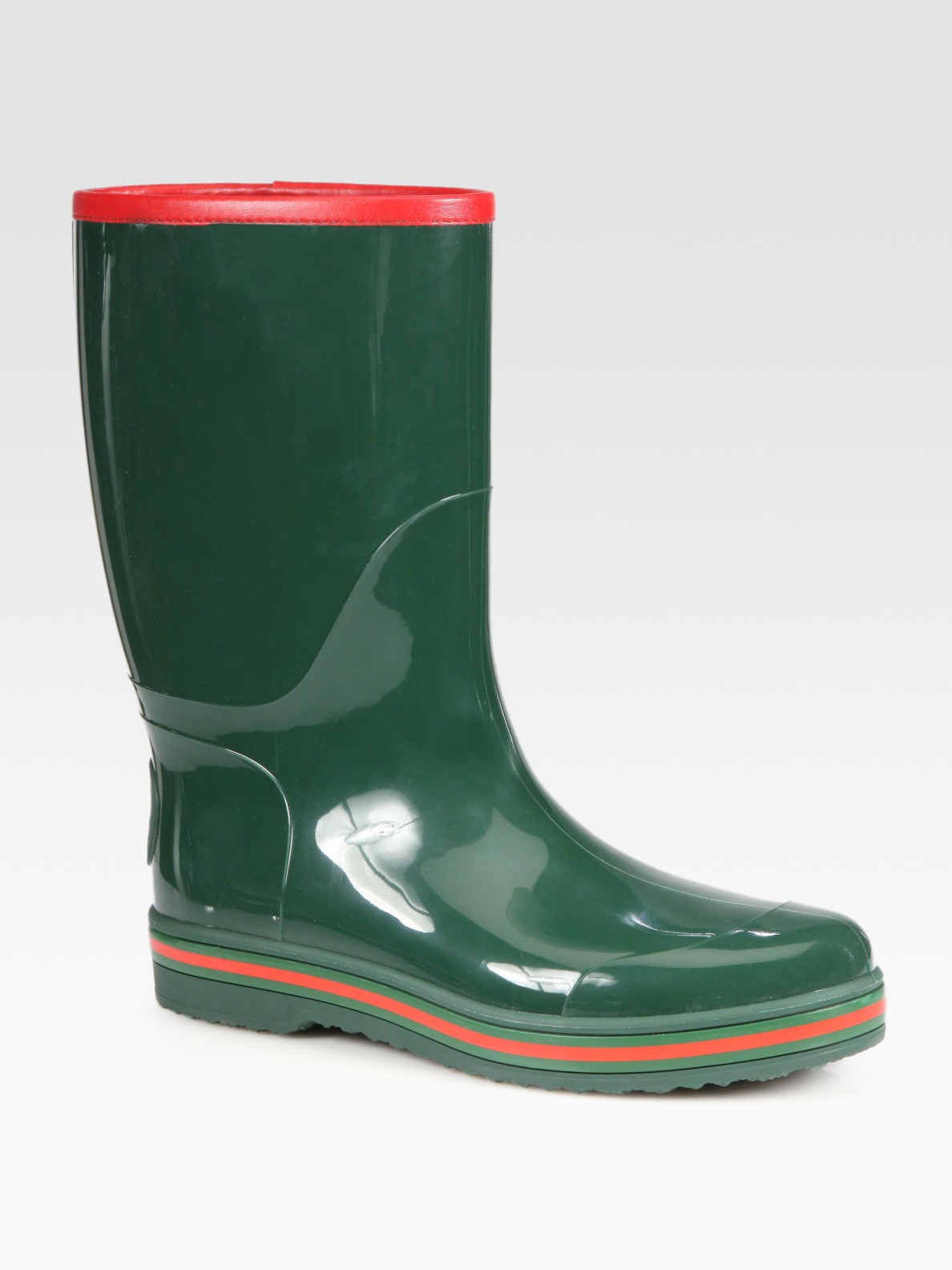 Gucci Rubber Rain Boot in Green for Men Lyst