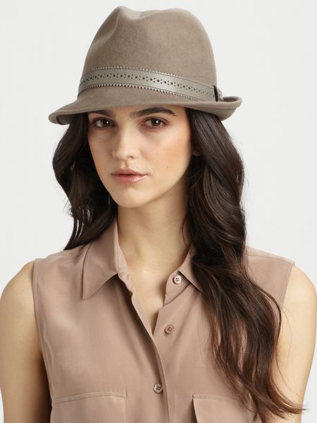 Gucci Leather Felt Fedora in Green (khaki) - Lyst
