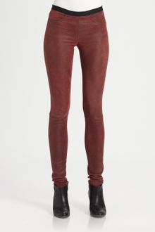 Helmut Lang Patina Glossy Leather Leggings - Lyst