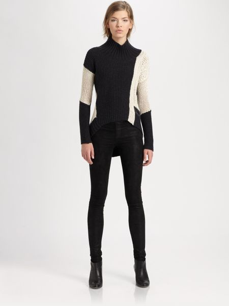 Helmut Lang Helmut Colorblock Sweater in Black (white) - Lyst