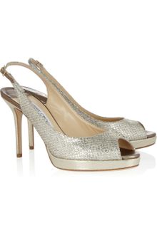 Jimmy Choo Nova Glittered Leather Slingbacks - Lyst
