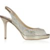 Jimmy Choo Nova Glittered Leather Slingbacks in Gold - Lyst