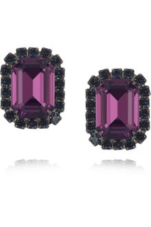 Kenneth Jay Lane Gunmetalplated Swarovski Crystal Clip Earrings - Lyst