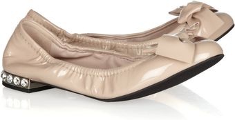 Miu Miu Swarovski Crystalembellished Patentleather Ballet Flats - Lyst