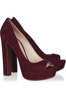 Miu Miu Glittersole Suede Pumps - Lyst
