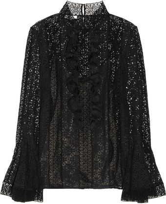 Oscar de la Renta Ruffled Lace Top - Lyst