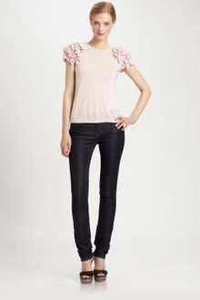 RED Valentino Modal Jersey Tulle Ribbon Tee - Lyst