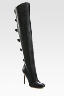 Valentino Over-the-knee Bow Leather Boots - Lyst