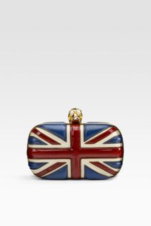 Alexander McQueen Leather Union Jack Skull Clutch - Lyst