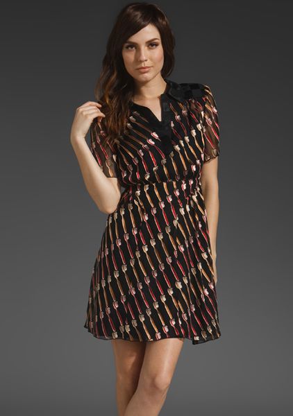 Anna Sui Toothbrush Print Dress in Black - Lyst
