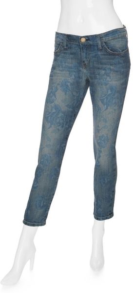 Current/elliott Faded Floral Skinny in Blue (denim) - Lyst