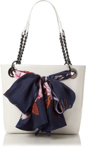 DKNY Patent Small Scarf Tote Bag - Lyst