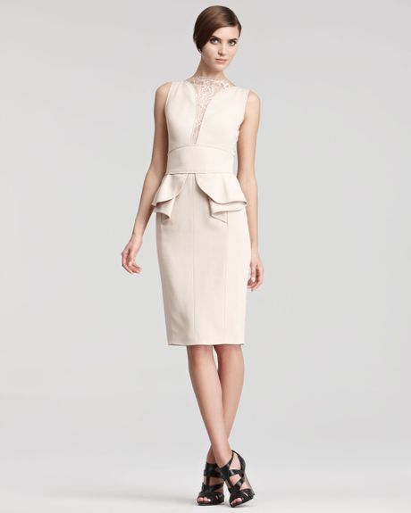 Elie Saab Laceinset Cocktail Dress in Beige (pearl) - Lyst