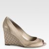 Gucci Johanna Gg Wedge Pumps in Gold (beige) - Lyst