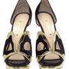 Nicholas Kirkwood Silk Satin Dorsay Pumps with Mask Front in Gold (black gold) - Lyst