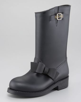 RED Valentino PVC Bow Detail Rain Boot - Lyst
