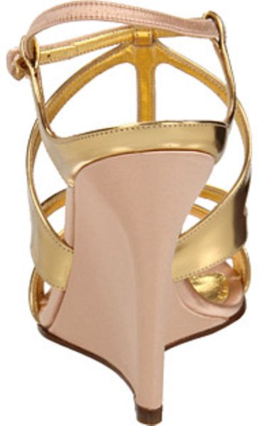 Sergio Rossi Wedge Sandals in Gold (c) | Lyst