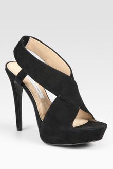 Diane Von Furstenberg Zia Suede Crisscross Slingback Platform Sandals - Lyst