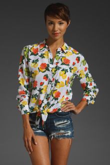 Equipment Daddy Tie Front Orchard Floral Blouse - Lyst