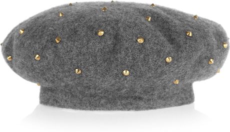 Gucci Studded Woolfelt Beret in Gray - Lyst