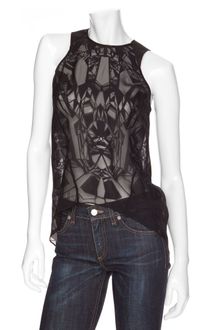 Helmut Lang Spider Burnout Chiffon Blouse - Lyst