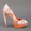 Alexander Mcqueen Python Skin Peep Toe Pump in Orange - Lyst