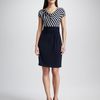 Dkny Striped Drapeneck Dress in Blue (fnavy) - Lyst