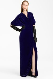 Lanvin Faux Wrap Velvet Gown - Lyst